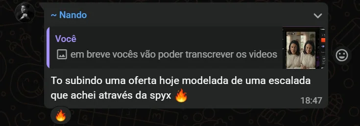 Nando no grupo de membros: To subindo uma oferta hoje modelada de uma escalada que achei através da spyx.